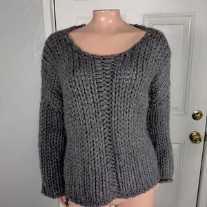 MJ Watson Women's Sweater Large Alpaca Scoop Crew Chunky Knit Italy ORGANIC ZZ2